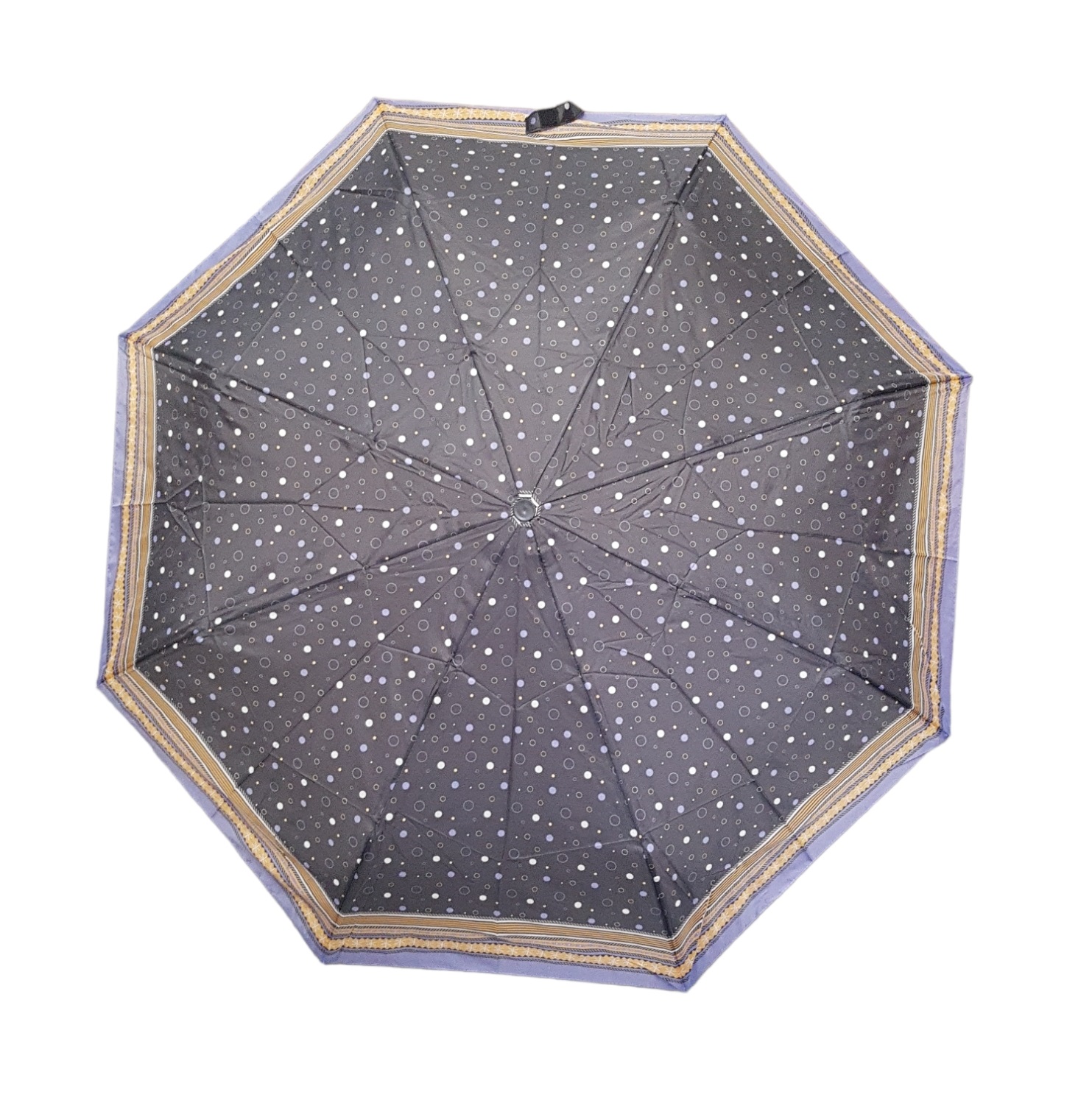 Dáždnik skladací manuálny -Fialový lem Veľkosť: 98cm, Farba: Čierna