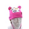 Detská čiapka s uškami na uväzovanie, motív psíci (Farba Ružová, Veľkosť 38-40)