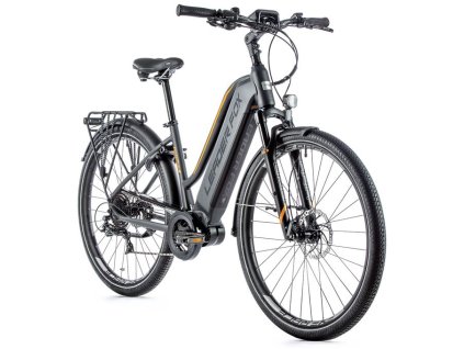 Trekingové elektrokolo Leader Fox DENVER dámské, 2021-1 18" ŠEDÁ/ORANŽOVÁ