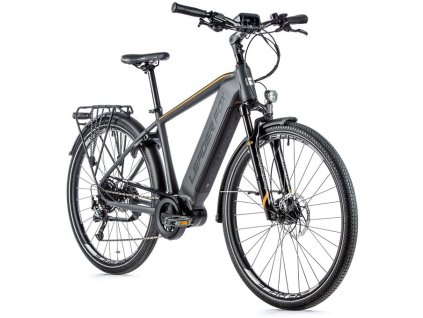 Trekingové elektrokolo Leader Fox DENVER pánský, 2021-1 19" ŠEDÁ MAT/ORANŽOVÁ