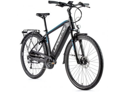Trekingové elektrokolo Leader Fox SANDY pánské, 2021-1 19" ČERNÁ MAT/MODRÁ