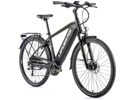 Trekingové elektrokolo Leader Fox SANDY pánské, 2021-2 19" ČERNÁ MAT/ZELENÁ