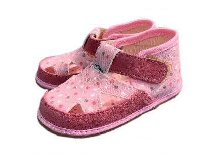 Sandálky Pegres růžové s puntíky