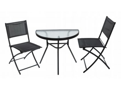 Balkonový set stůl + 2 židle černý