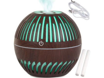 Zvlhčovač vzduchu, aroma difuzér, aromaterapia, RGB LED, tmavohnedý