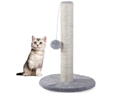 Škrabadlo pre mačky s loptičkou, hračka pre mačky, sivá