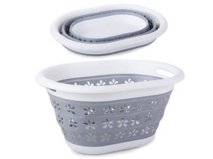 Skladací kôš na oblečenie, silikónový skladací kôš na oblečenie, 25 l - sivý