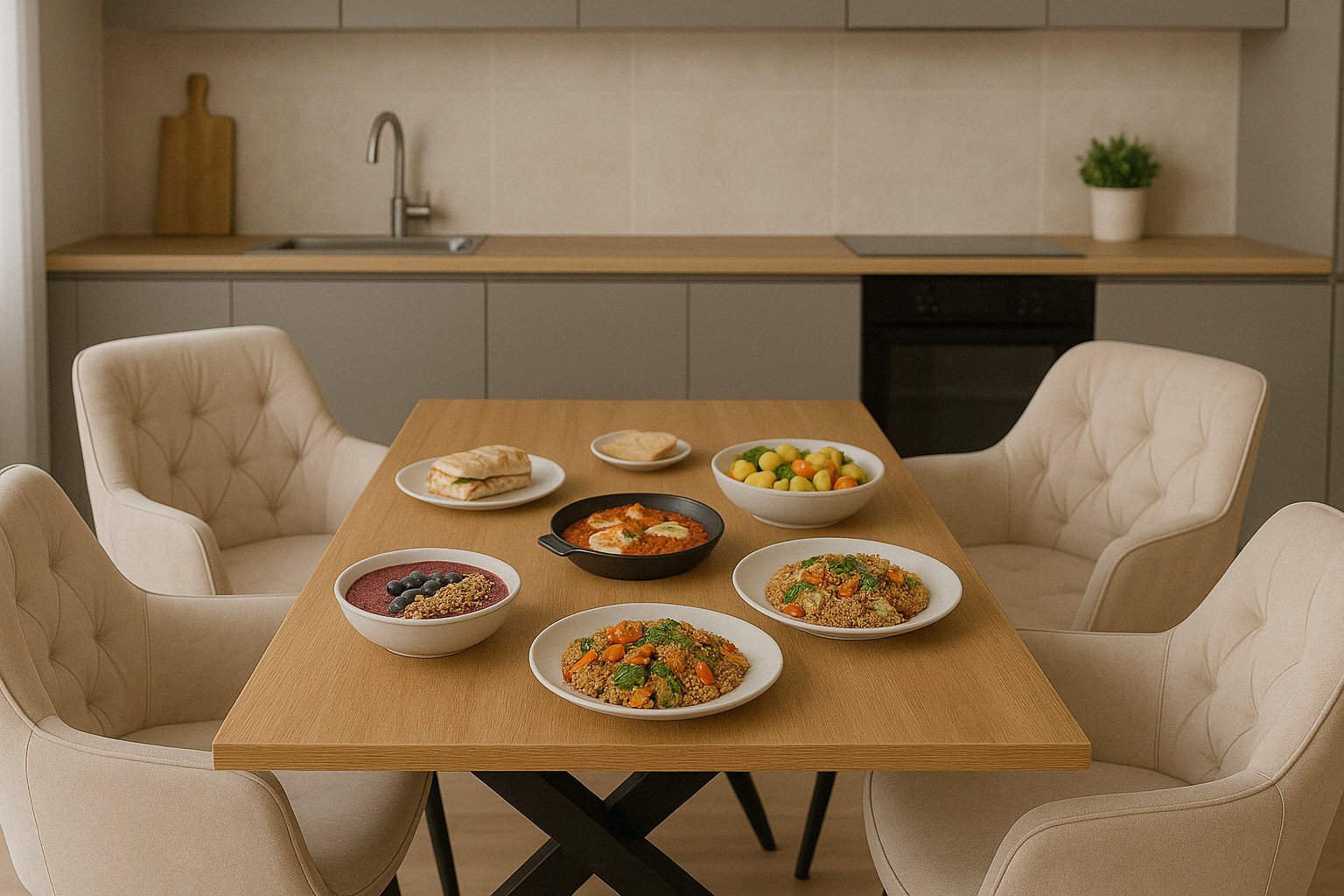 Moderne Rezepte in einer modernen Küche