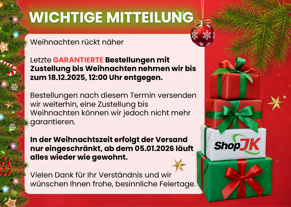 Wichtige Mitteilung zu Weihnachtsbestellungen