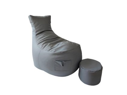 Gaming-Sitzsack mit Fußstütze in Grau