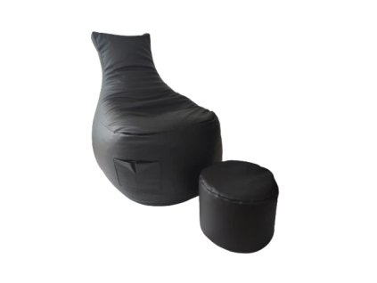 Schwarzer Gaming-Sitzsack mit Fußhocker