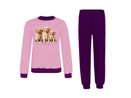 Kinderpyjama mit Hunden rosa