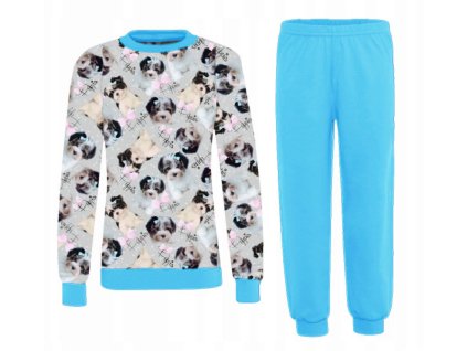 Kinderpyjama mit Hunden blau