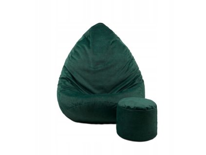 Sitzsack mit Fußhocker velours grün