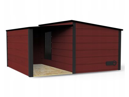 Hundehütte mit Vorraum mahagoni