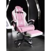 Gaming-Stuhl rosa mit Fußstütze im Zimmer