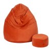 Velours-Sitzsack mit Fußhocke ziegel