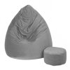 Sitzsack mit Fußhocker velour grau