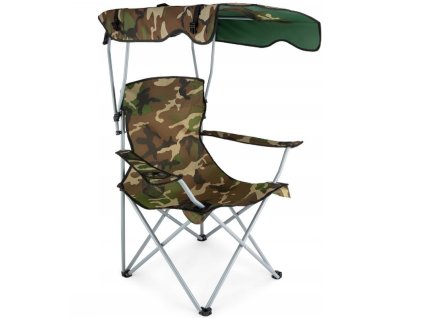 Rybářské skládací křeslo se stříškou maskáčové