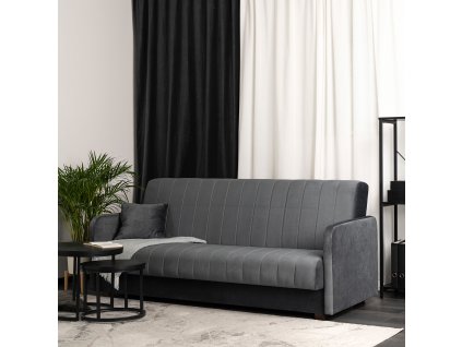 moderní rozkládací pohovka s prošíváním šedá