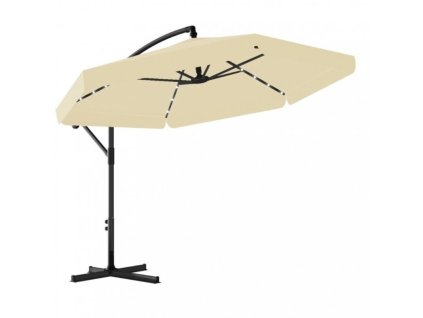 Zahradní slunečník béžový 350 cm LED