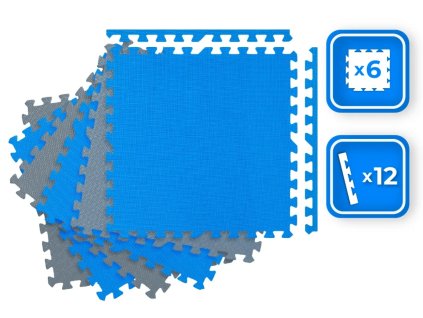 Pěnové puzzle podložky modře šedé 60 x 60 cm