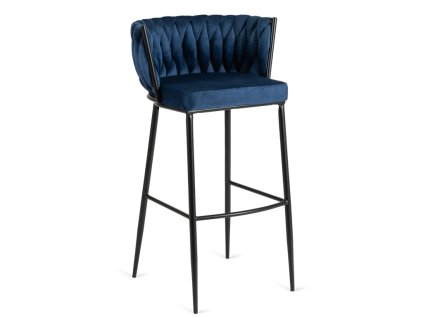 Modrá barová židle s černými nohami