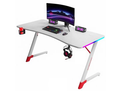 Herní stůl s RGB osvětlením bílý 140 cm BG01