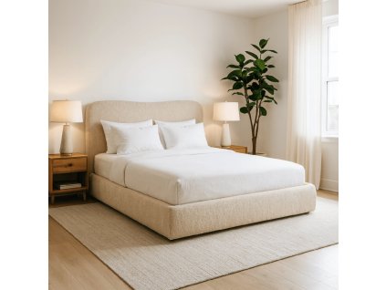 Postel béžová buklé látka 160 × 200 cm Bristol