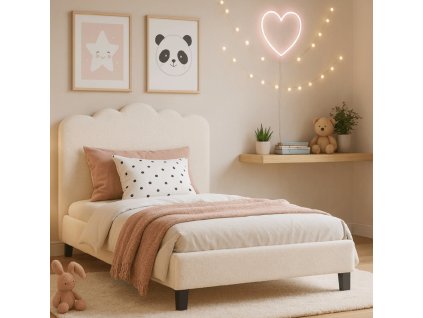 Postel krémová buklé látka 120 × 200 cm Crater