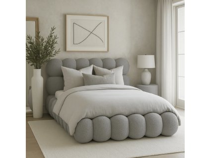 ukázka šedé postele Ankara v buklé látce