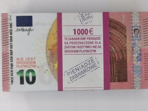 10 EURO banknoty do zabawy i nauki plik 100szt GRATIS EAN GTIN 5902410004621