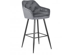 krzeslo barowe tapicerowane hoker salem szare welurowe nowoczesne loft (5)