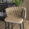 krzeslo barowe tapicerowane plecione hoker flores bezowe welurowe nowoczesne loft (3)