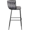 krzeslo barowe tapicerowane plecione hoker flores szare welurowe nowoczesne loft (7)