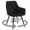 Otočná jídelní židle černá velur Jork