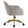 Otočná kancelářská židle šedá velur zlaté nohy Konor