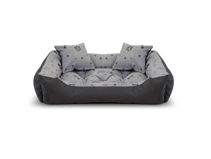 Wasserdichtes Bett für Hunde und Katzen, Knochen schwarz, Vorderansicht