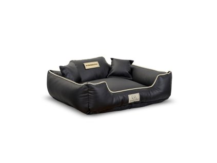 Hundebett und Katzenbett Kunstleder Kingdog schwarz 75 x 65 cm