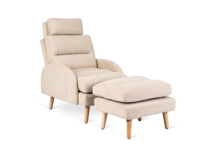 Verstellbarer Sessel mit Hocker Henry beige
