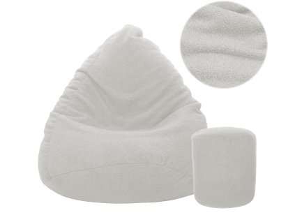 Sitzsack mit Fußhocker Teddy weiß