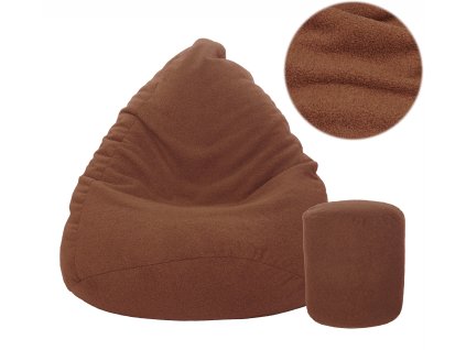 Sitzsack mit Fußhocker Teddy dunkelbraun