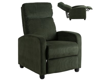 Danny grüner Cord-Relaxsessel mit Fußhocker