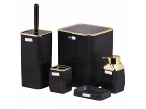 5-TEILIGES BADEZIMMER-SET SCHWARZ-GOLD OKY5017