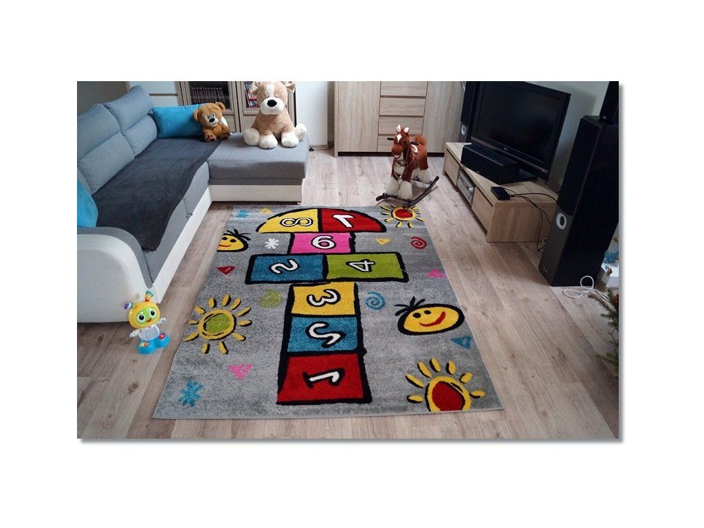 ShopJK KINDER TEPPICH KIDS GRAU A735A-FMC11 Masse: 140 x 190