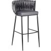 krzeslo barowe tapicerowane plecione hoker flores szare welurowe nowoczesne loft (5)