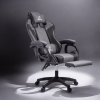 LevelUp grauer Massage-Gaming-Stuhl mit Fußstütze Demonstration