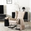 Schaukelstuhl Ohrensessel beige Stoff Jackson im Wohnzimmer