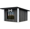 Graue Hundehütte mit weißen Ecken