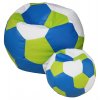 Sitzsack Fussball mit Fußstütze weiss blau grün